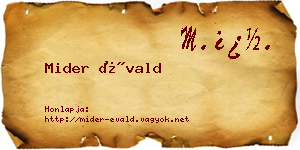 Mider Évald névjegykártya